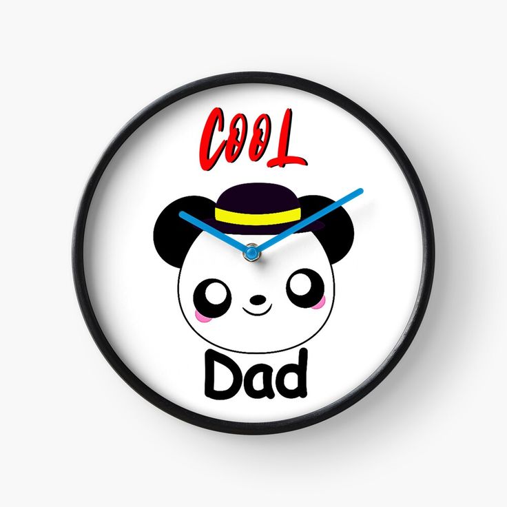 a clock with the words cool as a panda on it's face, and an image of a panda bear wearing a hat