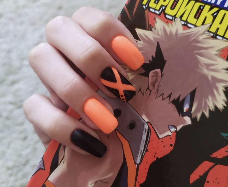 My Hero Academia Nail Design, Mha Nails Bakugo, Bakugo Room Decor, Bakugou Makeup Inspired, Bakugou Outfit Inspiration, Bakugo Nails Design, Anime Style Nails, Mha Nails Design, My Hero Nails