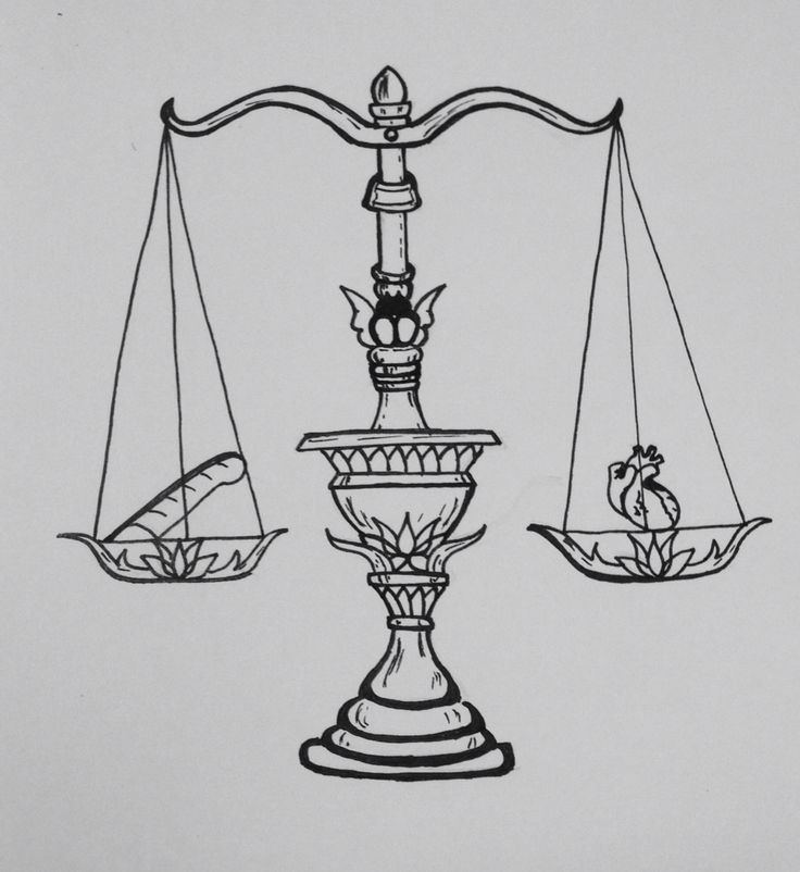 a drawing of a scale with two birds on it