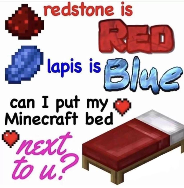 an image of a bed with text that reads red is lapis is blue can i put my minecraft bed next to it?