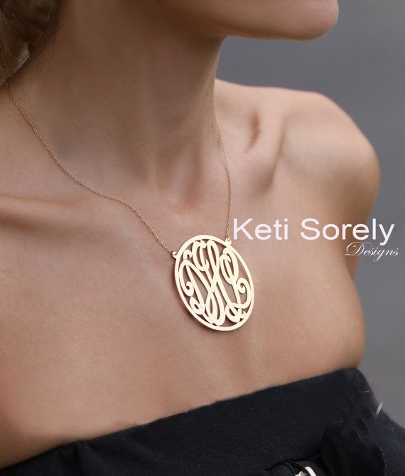 Designer Jewelry Monogram Necklace with Frame Small To Elegant Monogram Nameplate Necklace, Elegant Nameplate Monogram Necklace, Personalized Monogram 14k Gold Name Necklace, 14k Gold Monogram Name Necklace For Personalized Gift, Monogrammed Yellow Gold Name Necklace For Mother's Day, Classic Monogram Name Necklace For Anniversary, Elegant Initial Necklace With Monogram Round Pendant, Yellow Gold Monogram Name Necklace For Mother's Day, 14k Gold Monogram Name Necklace