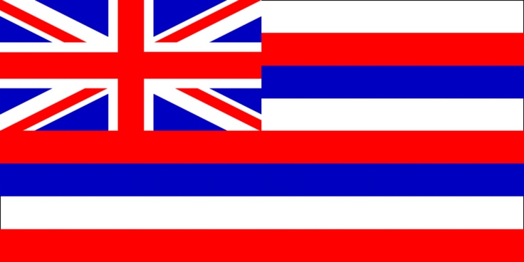 the flag of hawaii is shown in red, white and blue