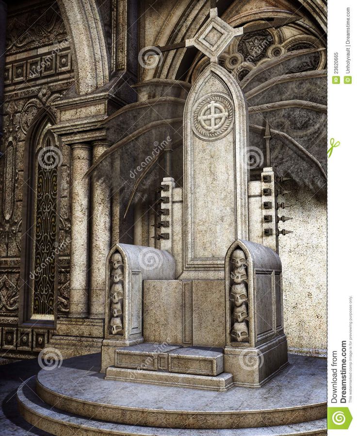 an artistic rendering of a gothic church with stone stairs and arches in the background 3d illustration