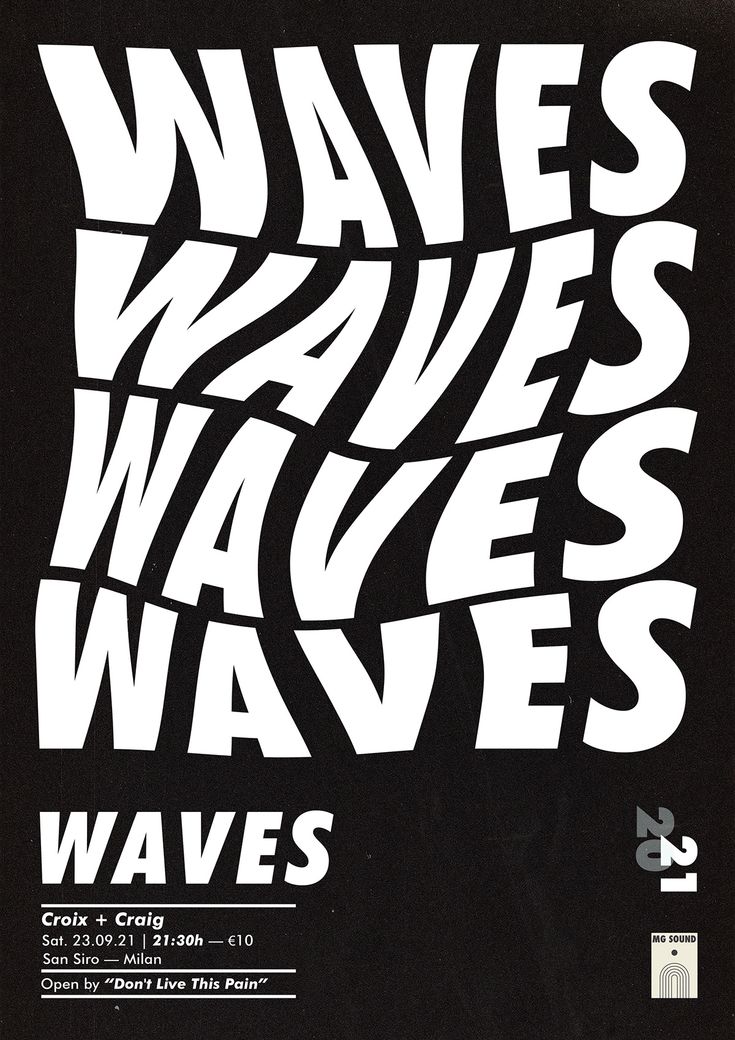 a poster with the words waves in white and black on it's front cover