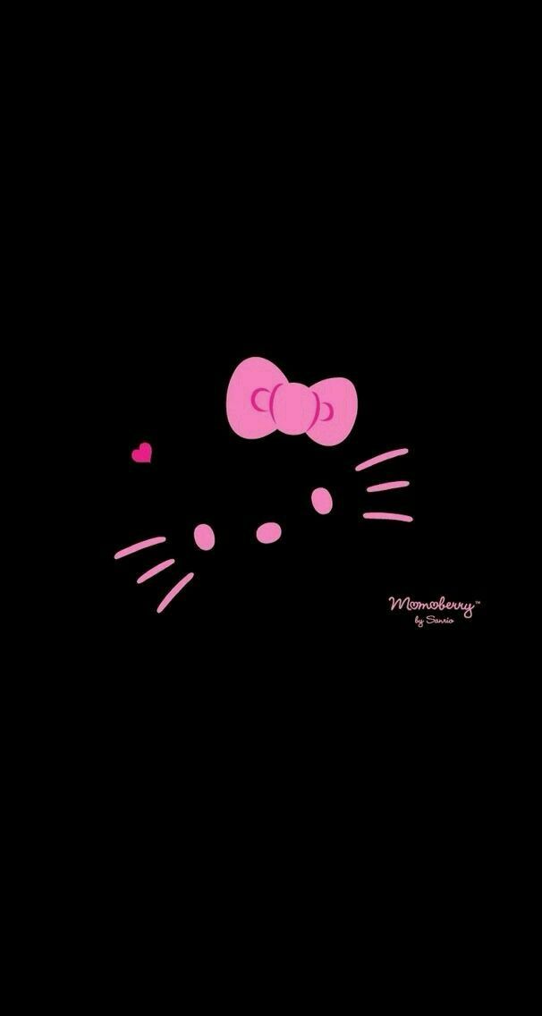 a black background with pink hello kitty wallpaper