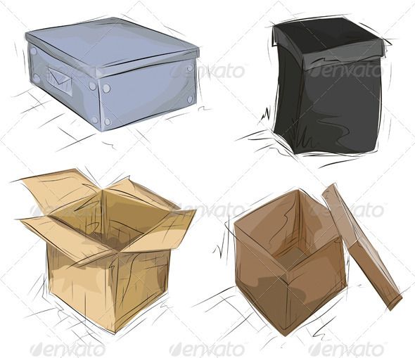 four different types of boxes on a white background - miscellaneous objects / arts printables