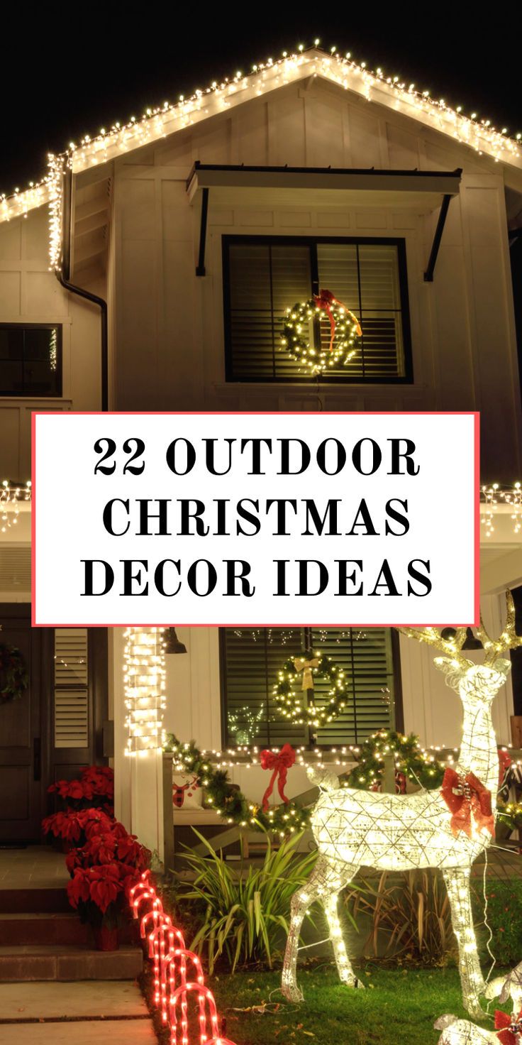 22 Beautiful Christmas Outdoor Decor Ideas Porch Christmas Lights, Outdoor Christmas Decoration Ideas, Exterior Christmas Lights, Christmas Lawn Decorations, Xmas Decorations Outdoor, Holiday Lights Outdoor, Outdoor Christmas Decorations Yard, Christmas Decor Trends, Christmas Lights Outside