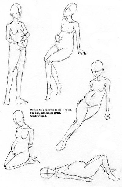 some sketches of women sitting and standing in different positions