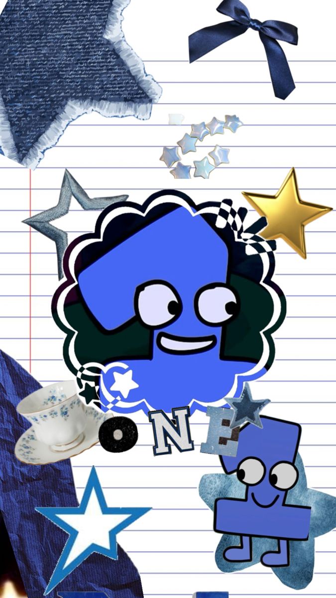 an image of a cartoon character on lined paper with stars and confetti in the background