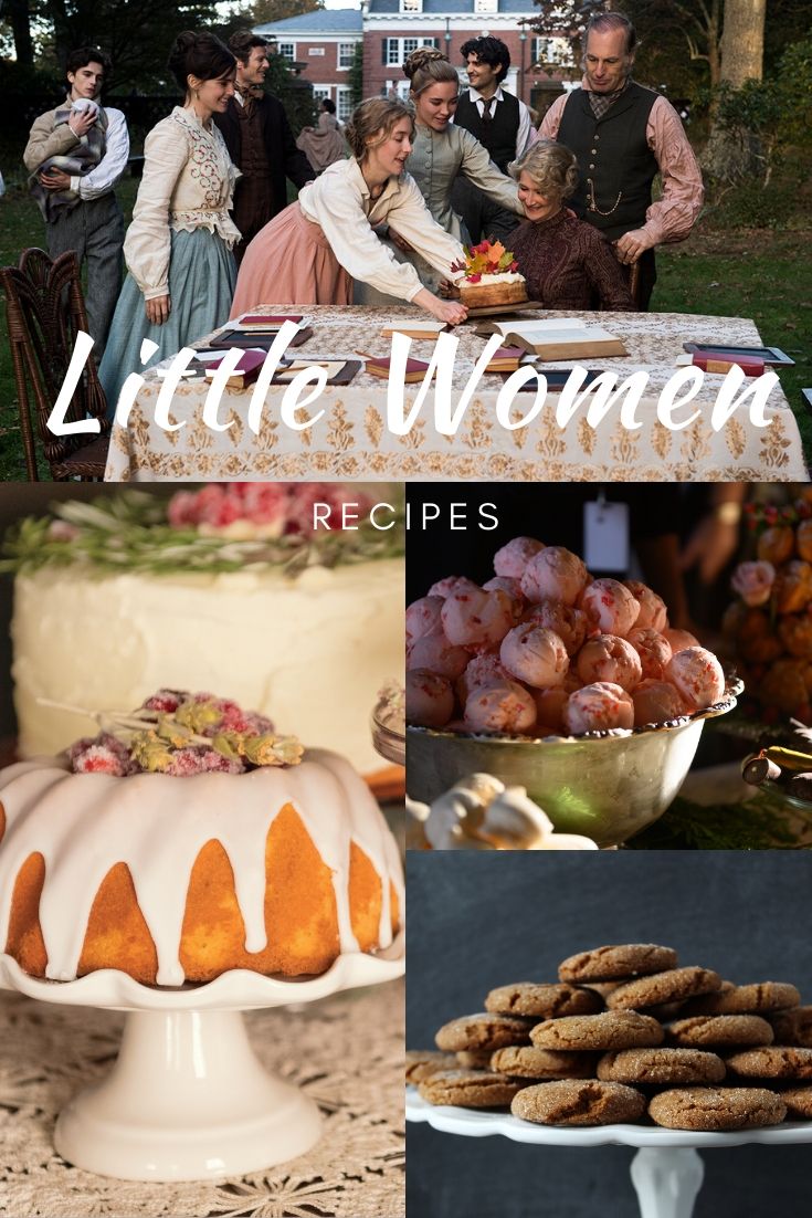 a collage of photos with people and desserts in the background that include cakes, bundt cake, lemon mering, and more