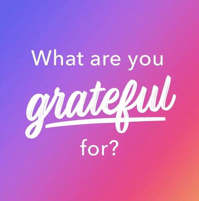 the words, what are you grateful for? on a purple and pink background with white lettering