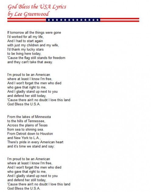 an american flag poem written in red, white and blue with the words god blessing us