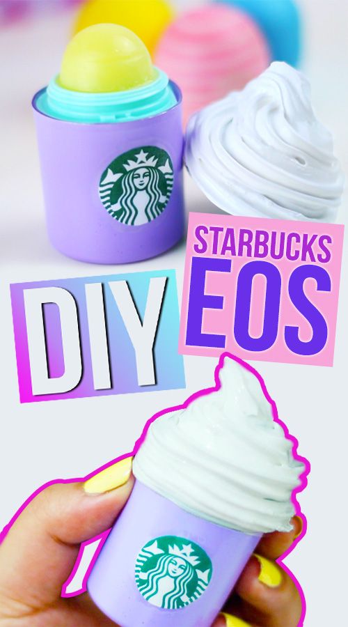 someone holding up a starbucks cup with the words diy eos in front of it