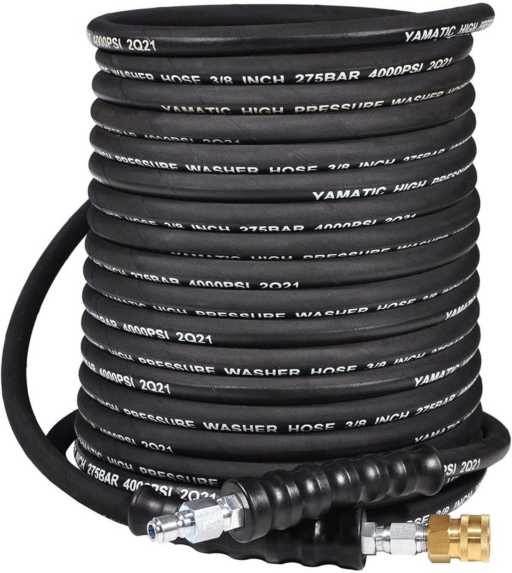 the water hose is connected to an extension cord and plugged into a black tube