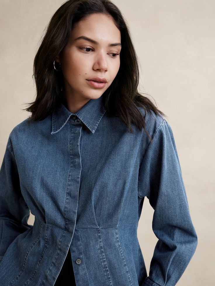 Fitted Denim Shirt | Banana Republic Factory Fitted Denim Shirt, Banana Republic Factory, Denim Shirt, Drop Shoulder, Banana Republic, Button Down Shirt, Long Sleeves, Collar, Long Sleeve