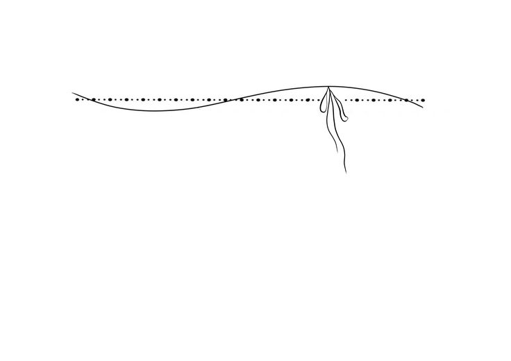 a line drawing of a person holding onto something with one hand and the other end pointing upward