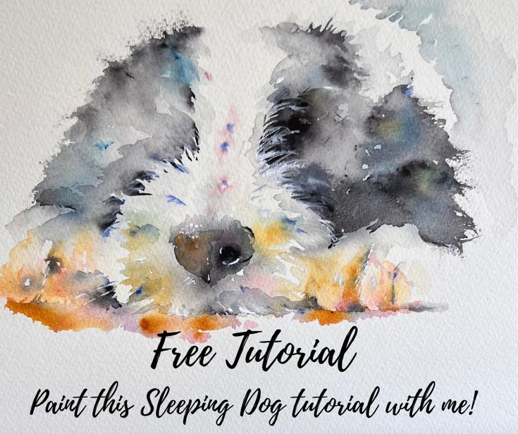 a watercolor painting of a dog with the words free tutor