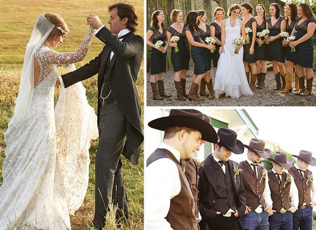 the bride and groom are getting ready to walk down the aisle with their wedding party