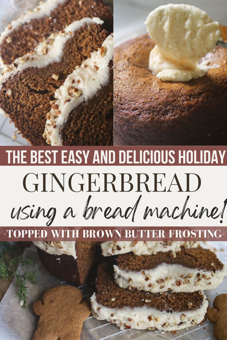 bread machine recipes Moist Gingerbread, Bread Machine Cinnamon Rolls, Spicy Gingerbread, Gingerbread Loaf, Best Bread Machine, Brown Butter Frosting, Holiday Bread, Christmas Bread, Bread Maker Recipes