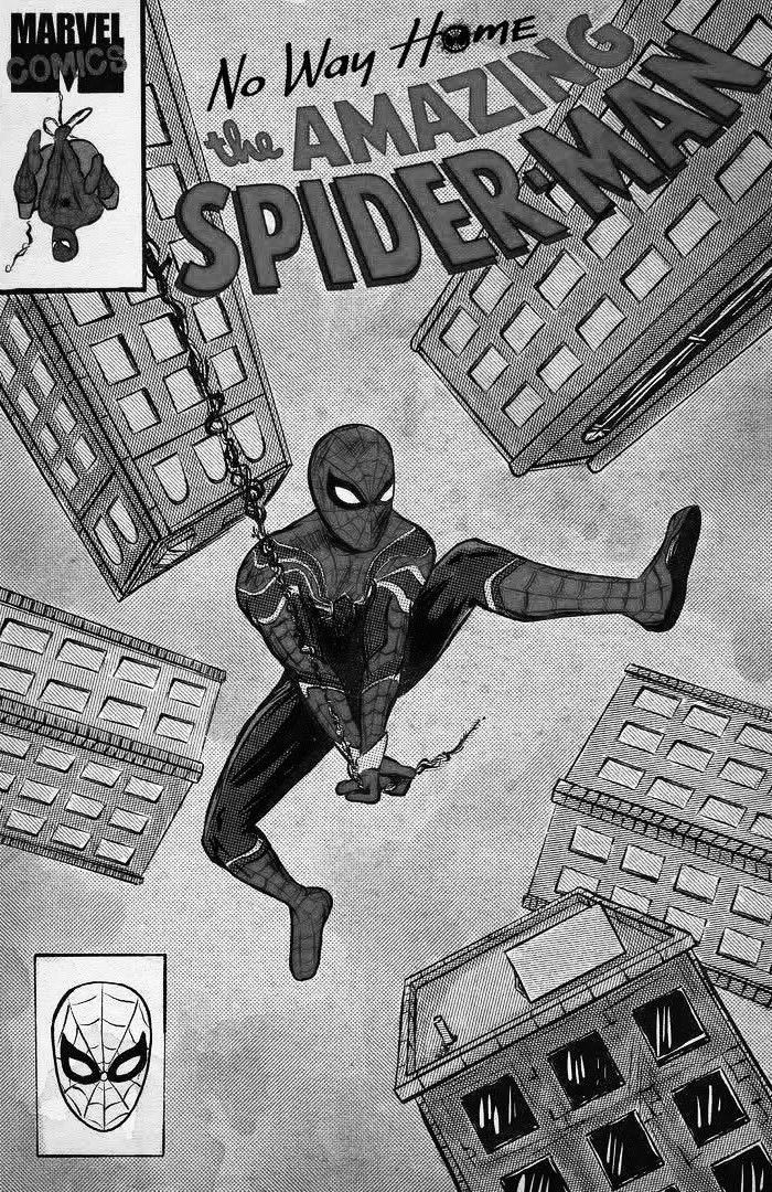 the cover to spider - man's new comic book, no way home is in black and white