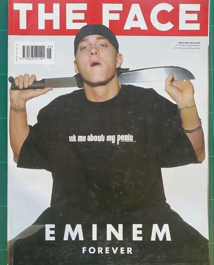 a man holding a knife on top of a cover of the magazine emiment forever