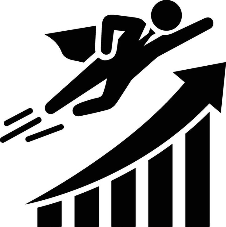 a black and white image of a man falling down a graph bar with an arrow pointing upward