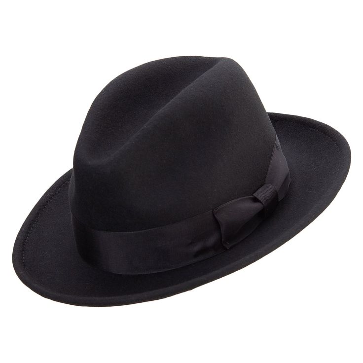 Men's Wide Ribbon Band Fedora HatMade of 100% Wool.Two sizes, M (57) and L (58cm).A 2" brim and a wide ribbon band.A Wool felt fedora with an elastic tie in crown.Adult/Man.A great hat for any cold weather event or any casual evening.11.5(W) X 13(L) X 4(H) inches.All Seasons.Dry Clean Only.Imported. Kentucky Derby Top Hat With Flat Bill, Classic Black Fedora Panama Hat, Classic Black Panama Hat, Classic Wide Brim Felt Hat, Classic Black Flat Brim Fedora, Fitted Black Classic Panama Hat, Black Fitted Classic Panama Hat, Classic Fitted Fedora Costume Hat, Classic Black Fitted Panama Hat