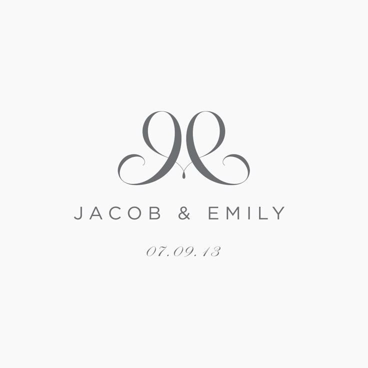 the logo for jacob & emily is shown in black on white paper