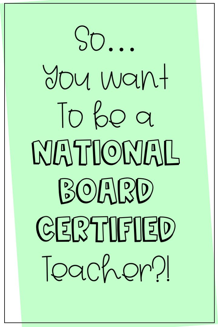 the national board certified teacher is shown in black and white text on a green background