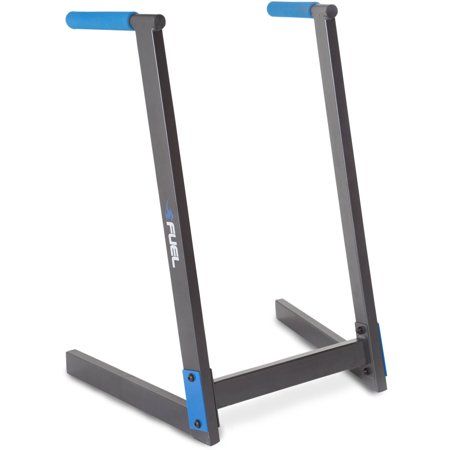 a pair of squat stands with blue handles