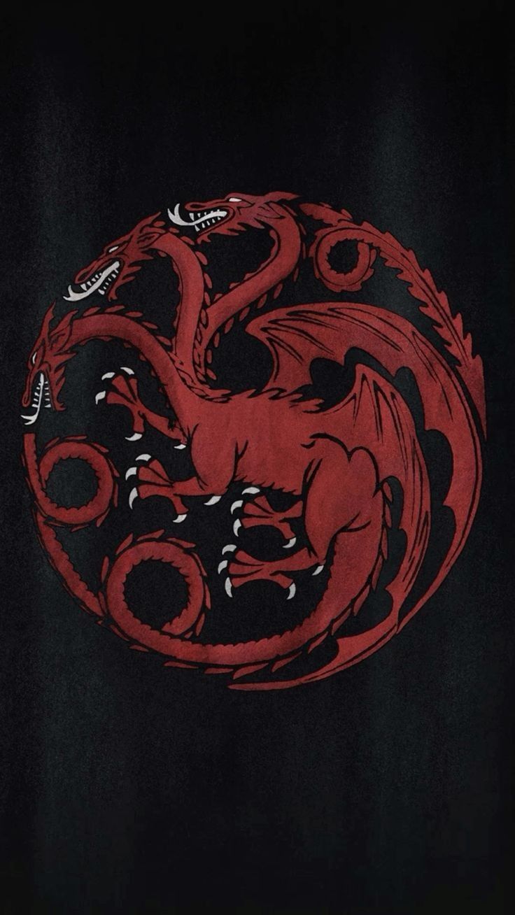 a red and black dragon sitting on top of a black background with the words game of thrones written across it