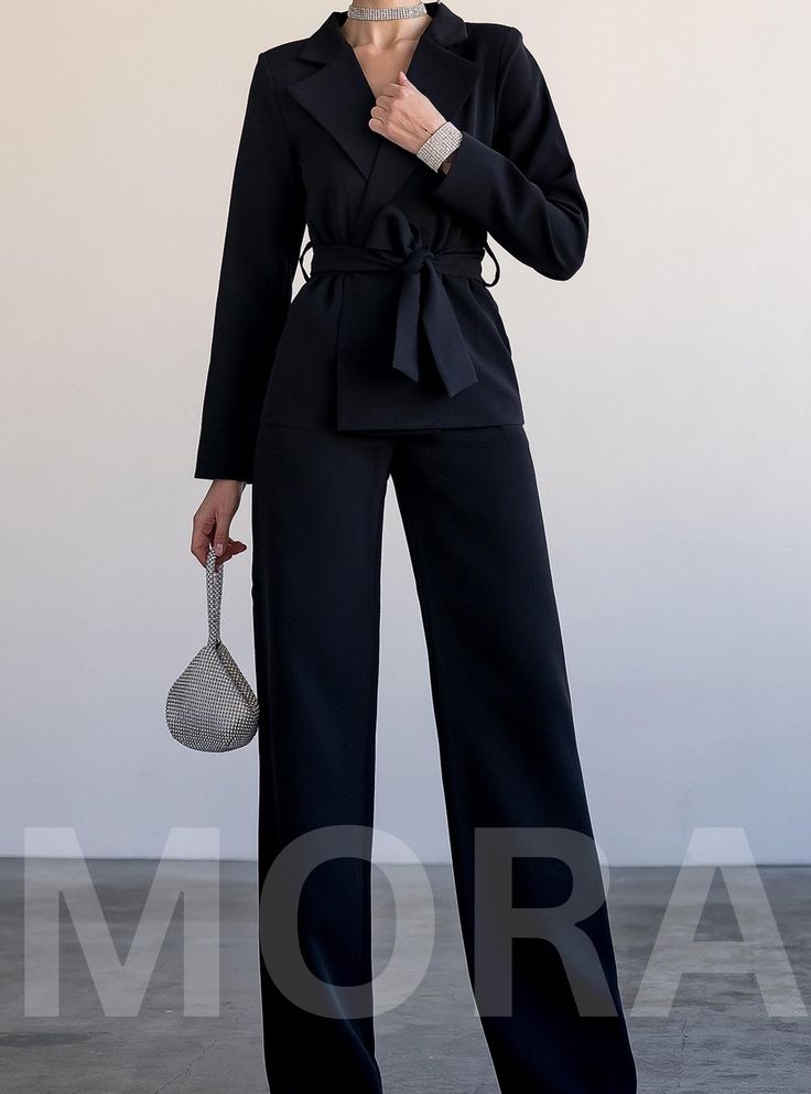 - 3 piece pants suit set - wrap blazer, corset top and high rise pants - Blazer is not lined  - for business women - for official meetings, Special Occasions Suits are available in 4 major sizes according to our size chart. Models are wearing a size S Available in 4 sizes: XS=2 US numeric  BUST 32-34 inches or 82-86 cm WAIST 23-24.8 inches or 59-63 cm HIPS 33-35 inches or 86-90 cm S=4 US numeric  BUST 34-35 inches or 86-90 cm WAIST 25-26 inches or 63-67 cm HIPS 35-37 inches or 90-94 cm M=6 US nu Elegant High Waist Workwear Sets, Elegant High-waist Workwear Sets, Chic High Waist Workwear Set, Office Sets With High-waisted Pants For Fall, Fall Office High-waisted Pants Sets, Chic High-waist Workwear Sets, Fall Office Sets With High-waisted Pants, High Waist Two-piece Bottoms For Workwear, Elegant High-waist Sets For Fall