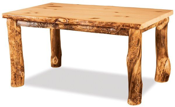 a wooden table with two legs made out of logs