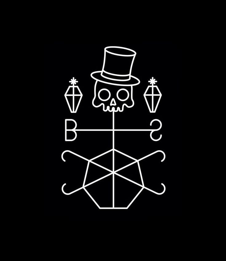 a skull wearing a top hat and holding a pen in his hand with the letter b on it