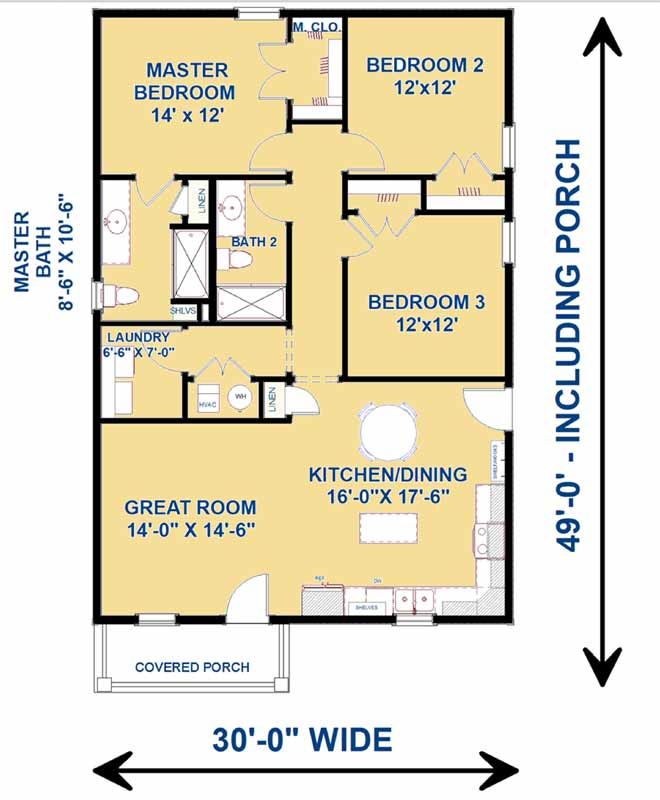 the floor plan for a two bedroom apartment with an attached bathroom and living room area