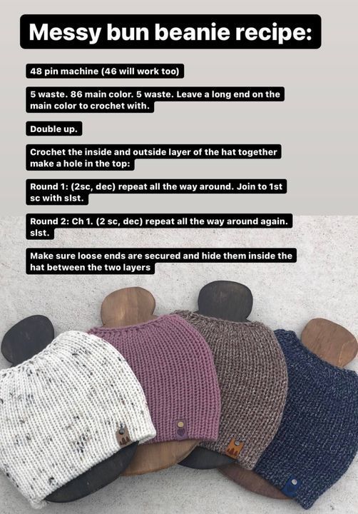 three knitted beanies sitting on top of each other