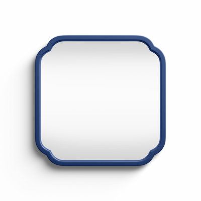 an empty blue square frame on a white background with clipping area for text or image