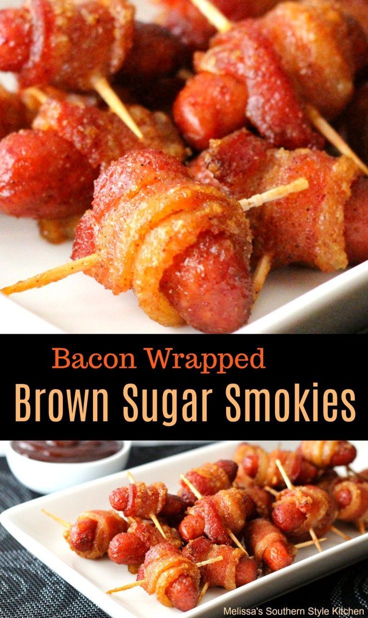 Smokies Appetizers, Brown Sugar Smokies, Fingerfood Recipes, Football Food Appetizers, Sandwich Vegetarian, Smokies Recipe, Bacon Wrapped Smokies, Spicy Bacon, Savory Dips