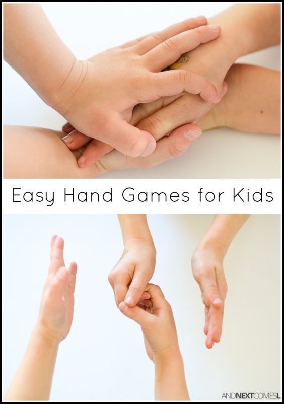 hands holding each other with the words easy hand games for kids