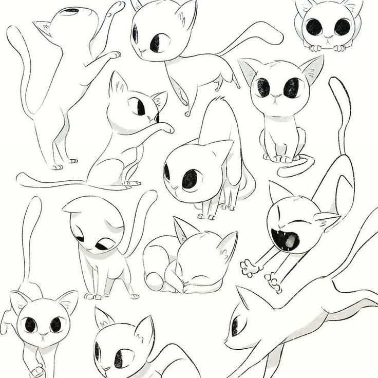 a bunch of cats that are in the shape of an animal with big eyes and long legs