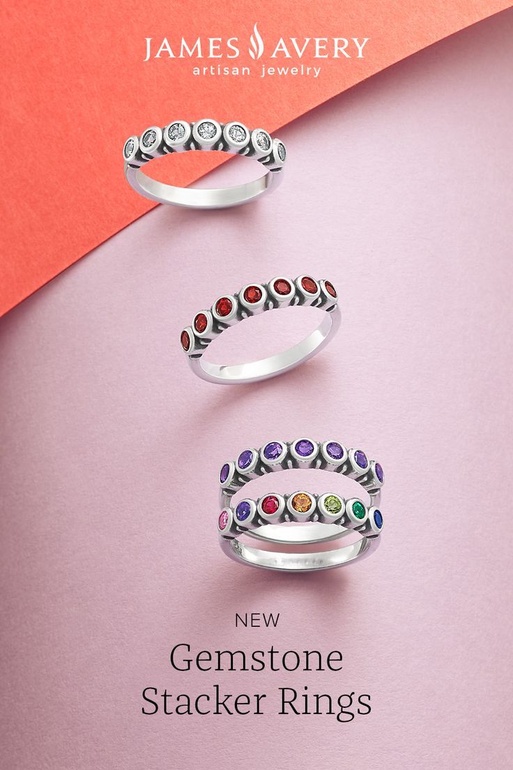 Creating a ring stack has never been more colorful than with our NEW Gemstone Stacker Rings, featuring four color options of hand-set gemstones. ✨ Silver Stackable Rings With Gemstone Accents, Multicolor Gemstone Promise Ring, Multicolor Promise Rings With Gemstone Accents, Elegant Multicolor Stackable Birthstone Rings, Fusion Style Stackable Anniversary Rings, Anniversary Fusion Style Stackable Round Rings, Elegant Multicolor Rings With Bezel Setting, Fusion Style Stackable Round Rings, Multicolor Birthstone Crystal Ring