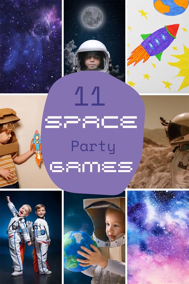 the four pictures have space themed images on them, and are all in different colors