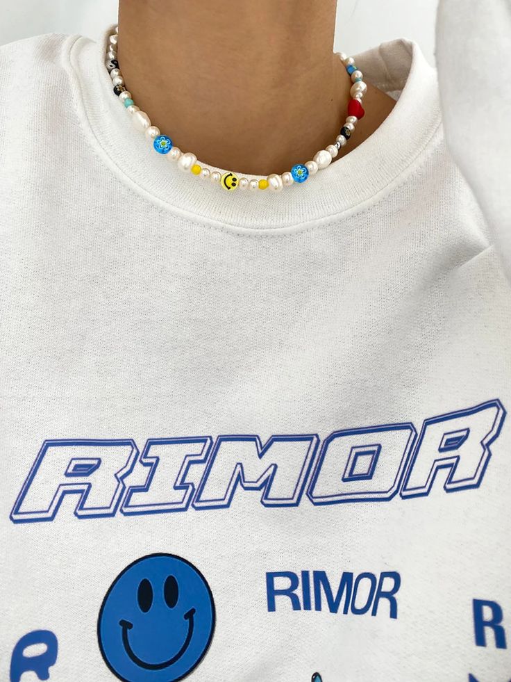 SMILEY FACE PEARL CHOKER NECKLACE – Rimor Jewelry Necklaces For Men, Pearl Choker Necklace, Turquoise Howlite, Trendy Necklaces, Pearl Flower, Bad Bunny, Pearl Choker, Add Personality, Chains For Men