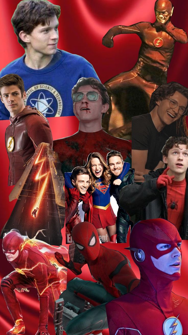 a collage of the flash and other characters