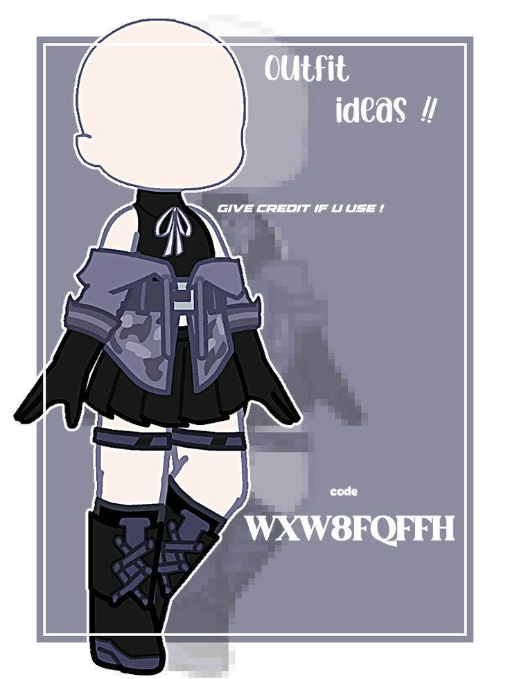 a drawing of a woman in black and white clothes with text that reads, outfit ideas give credit to use