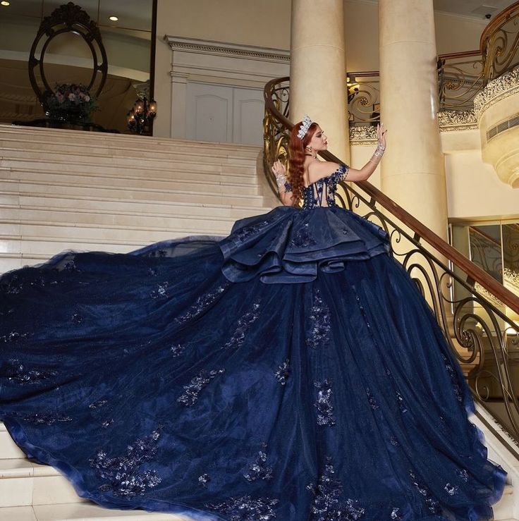 Deep Blue Quinceanera Dresses, Navy Blue Debut Gown, Navy Blue 15 Dress, Quinceñera Dresses Navy Blue, Dark Quinceanera Dresses, Quinceanera Dresses Dark Blue, Dark Blue Quince Dress, Quinceanera Dresses Navy Blue, Midnight Blue Quinceanera Dresses