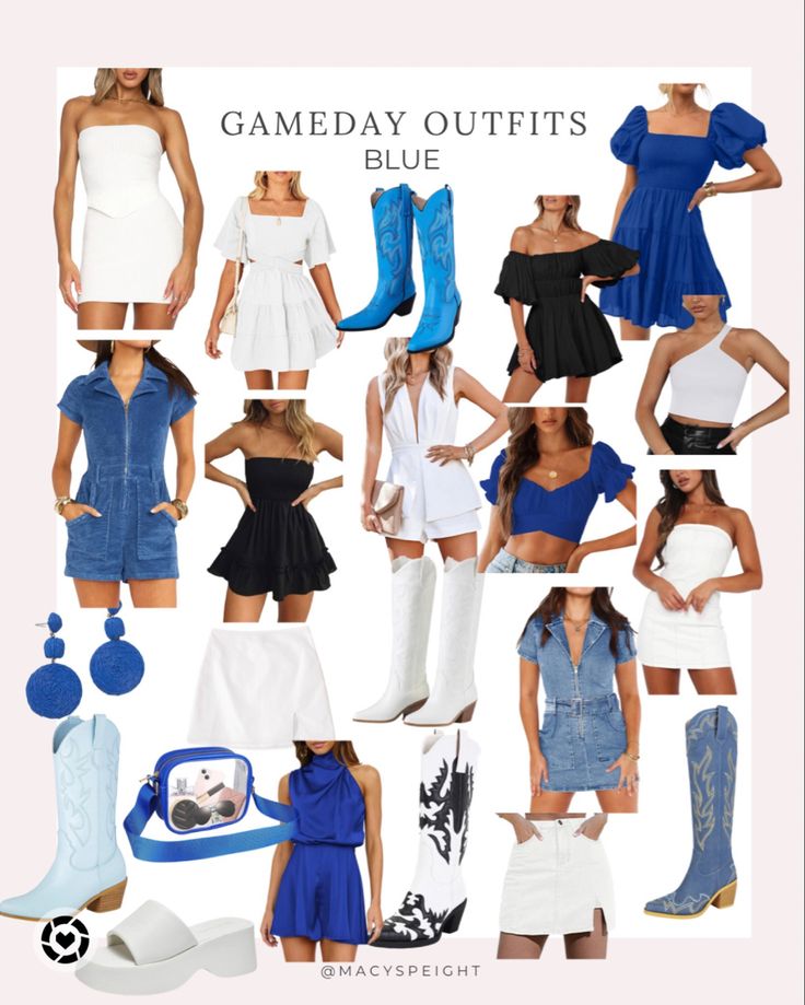 Blue And White Gameday Outfit, Blue And White Tailgate Outfit, Blue Game Day Outfit College, Kentucky Football Game Outfit, Powder Blue Gameday Outfit, Royal Blue Game Day Outfits, Navy Blue Game Day Outfit, Blue And White Game Day Outfit, Blue Football Game Outfit