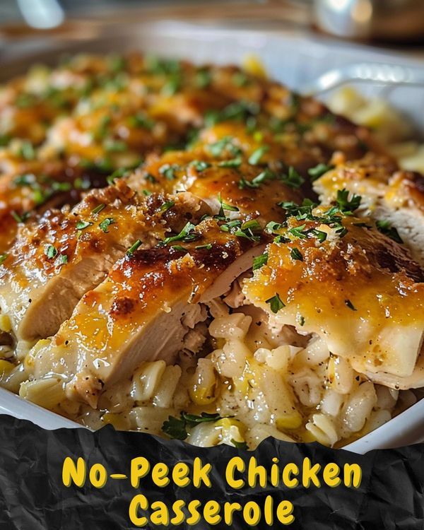 no - peek chicken casserole with cheese and herbs