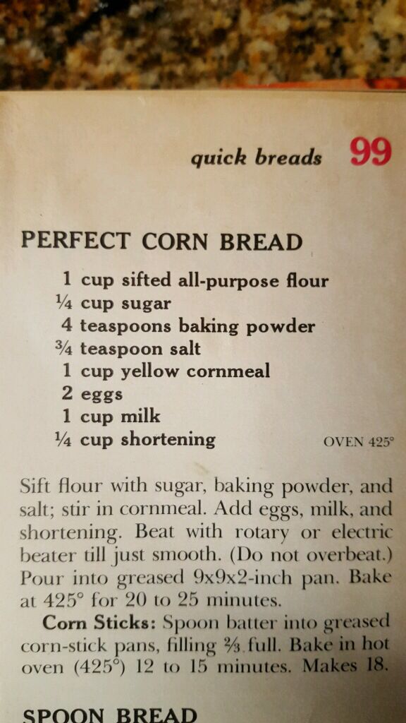 an old recipe for perfect corn bread