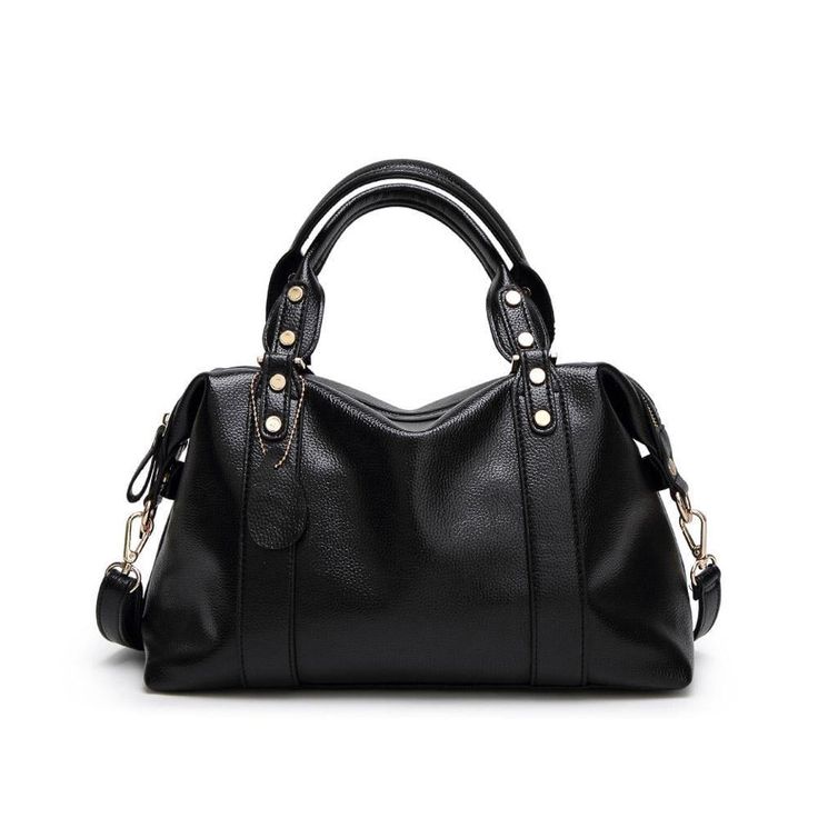 Roda Strap Purse - Privileged Chic Shoulder Bag With Handles For On-the-go, Chic On-the-go Shoulder Bag With Top Handle, Elegant Pre-owned Leather Shoulder Bag, Black Shoulder Bag With Top Carry Handle For On-the-go, Black Leather Shoulder Bag With Silver-tone Hardware, Leather Tote Bag Women, Leather Shopper Bag, Laptop Tote, Student Bag